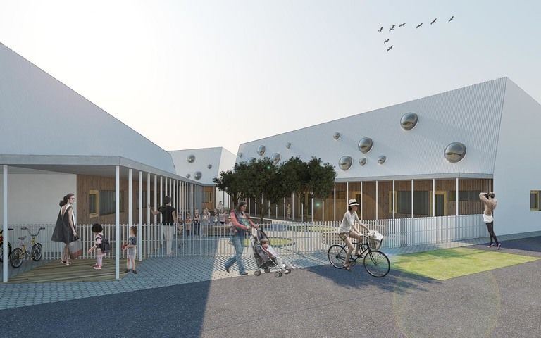 areál školky se otevírá směrem ke vstupu a vytváří tak vstupní nádvoří – mateřská škola v semilech | Horalík Atelier